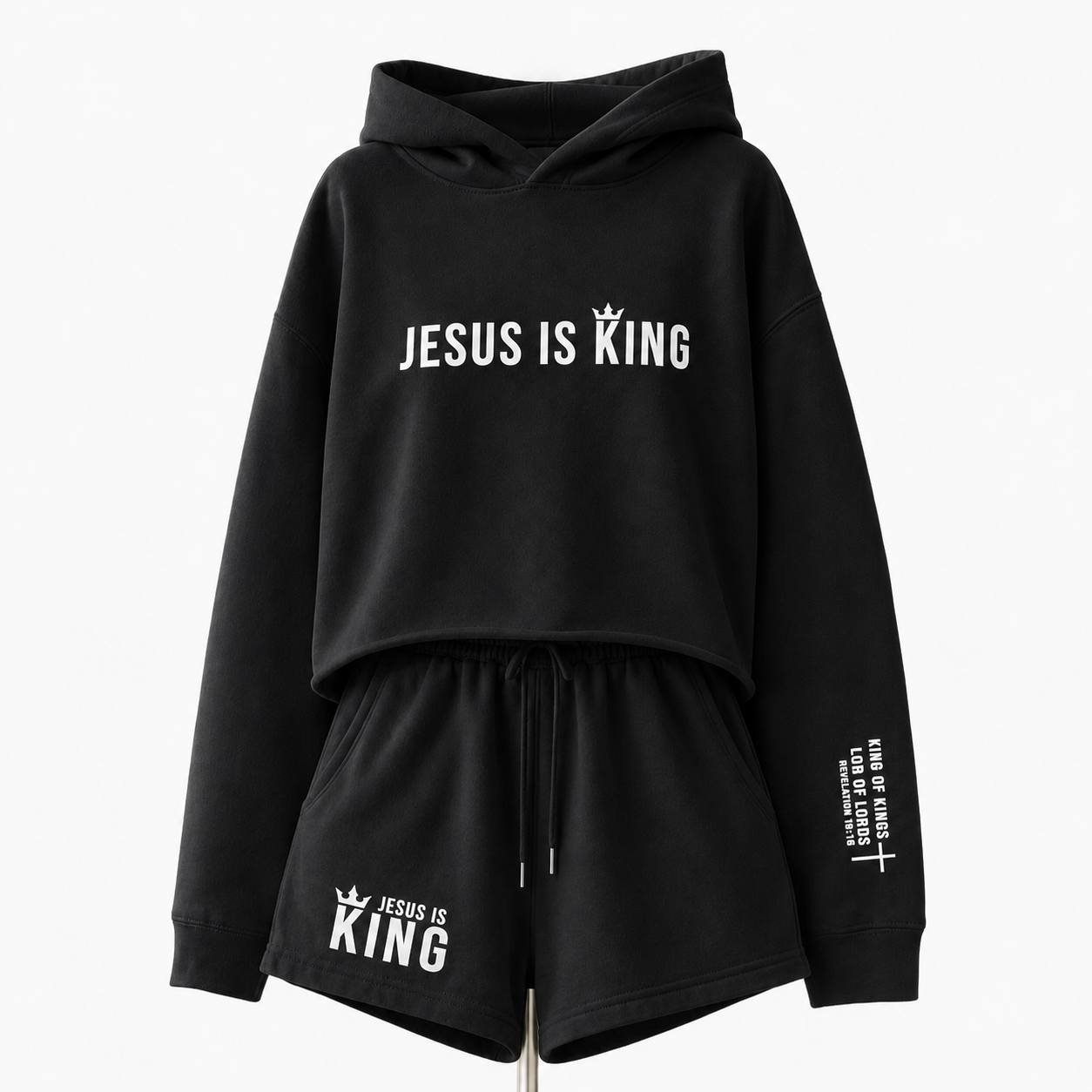 Jesus Is King Cropped Hoodie & Shorts Set
