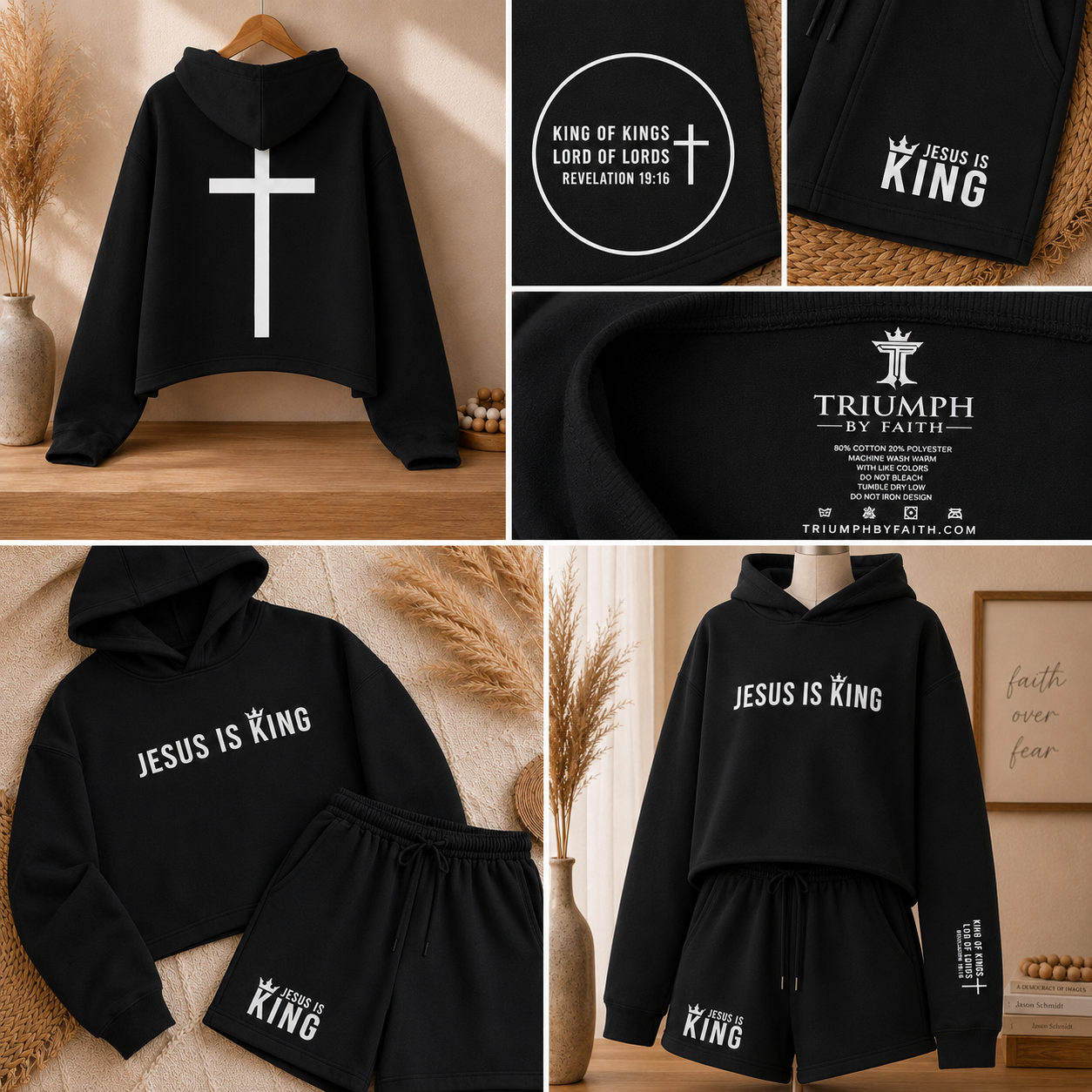 Jesus Is King Cropped Hoodie & Shorts Set