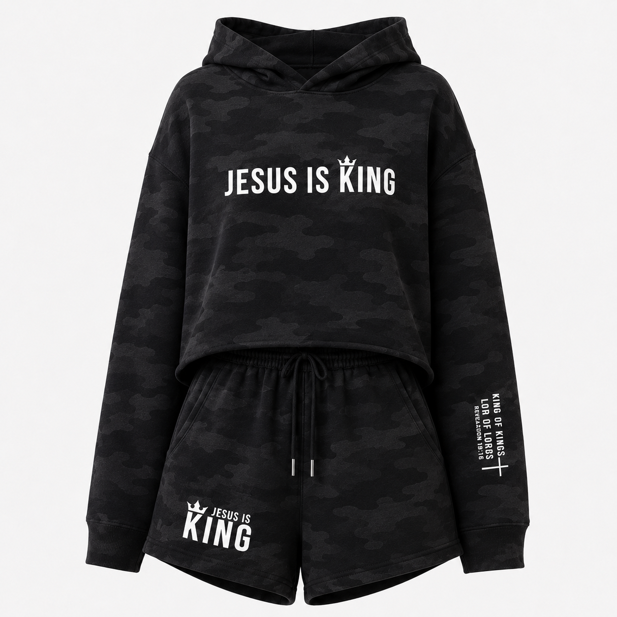 Jesus Is King Cropped Hoodie & Shorts Set