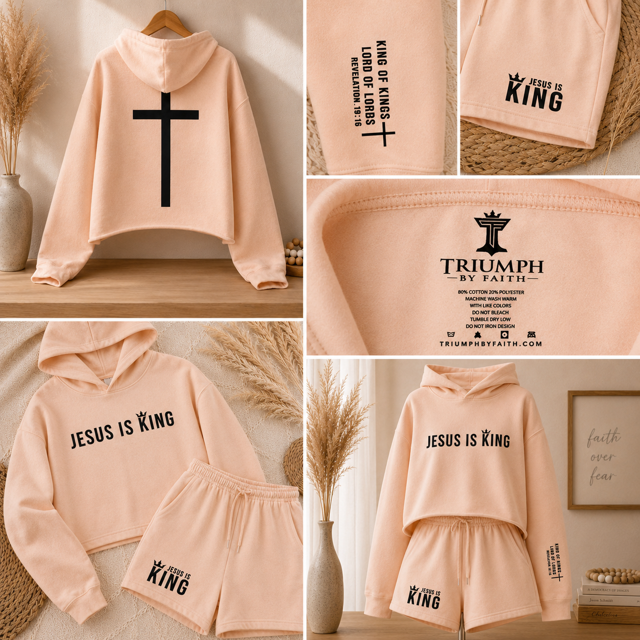 Jesus Is King Cropped Hoodie & Shorts Set