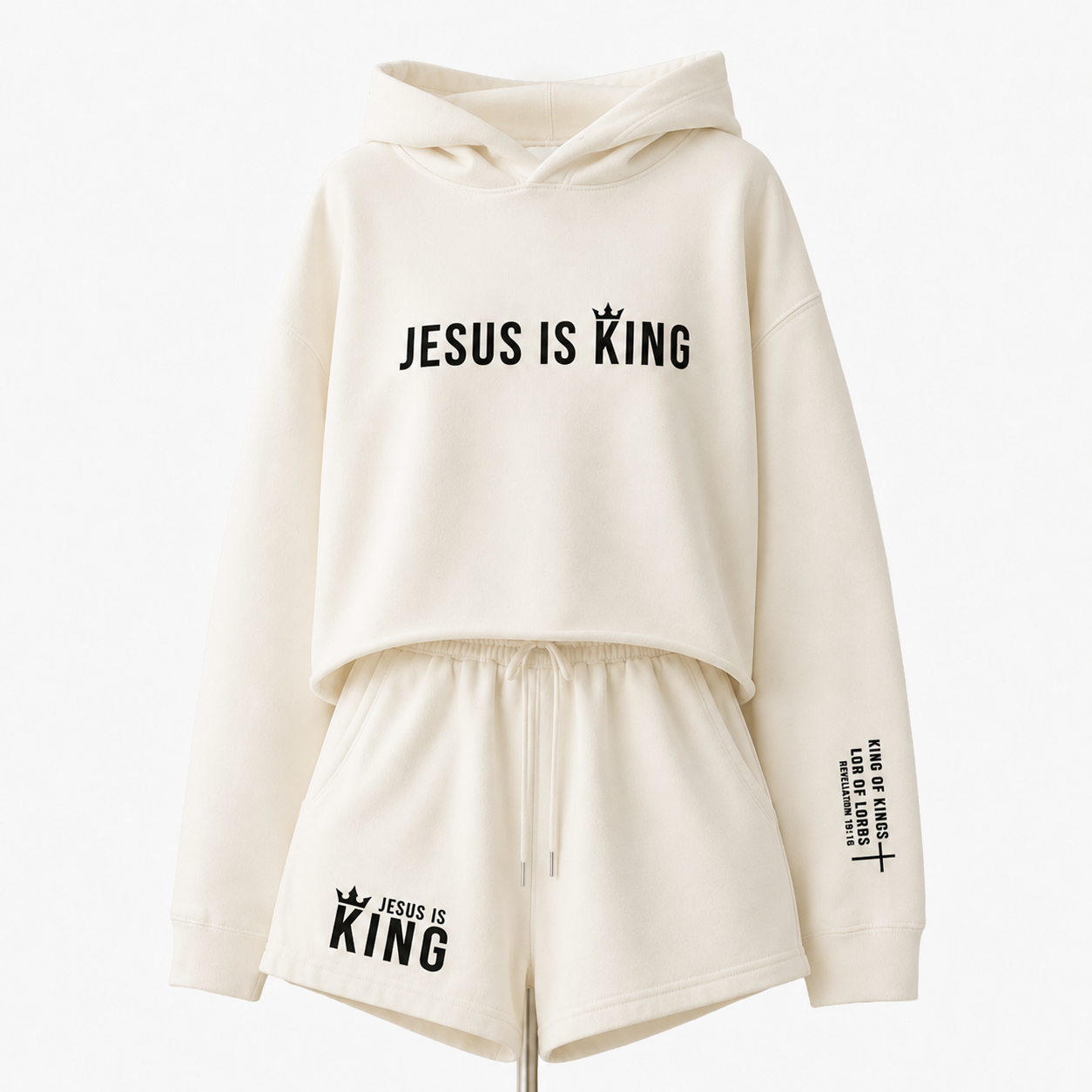 Jesus Is King Cropped Hoodie & Shorts Set
