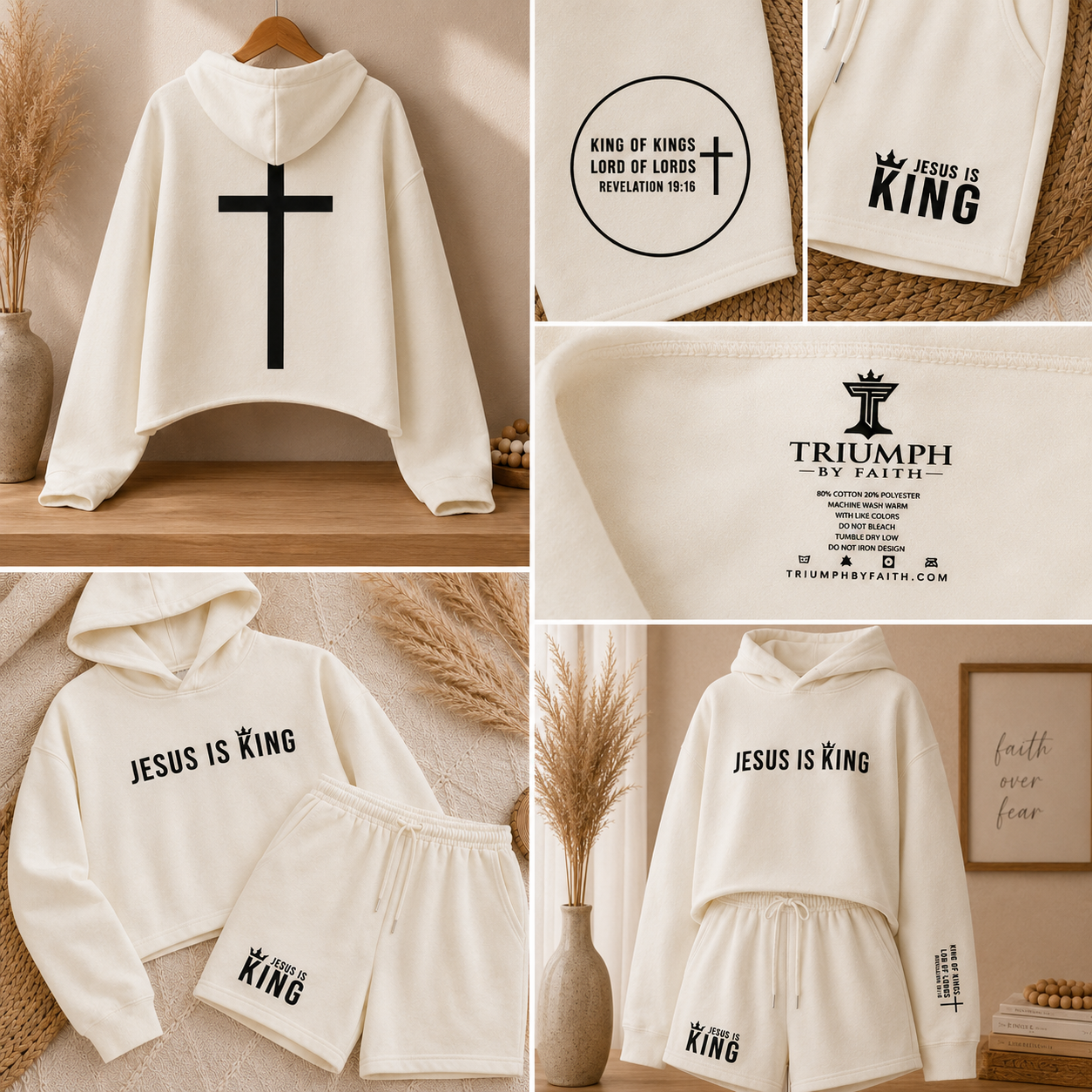 Jesus Is King Cropped Hoodie & Shorts Set