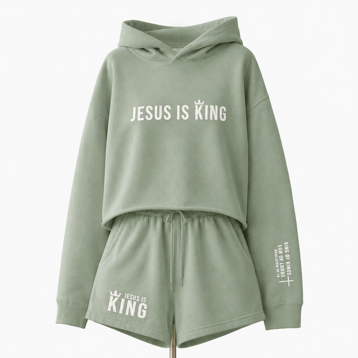 Jesus Is King Cropped Hoodie & Shorts Set