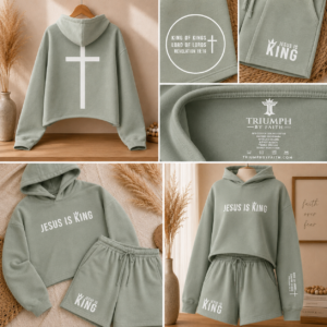Jesus Is King Cropped Hoodie & Shorts Set - Image 10