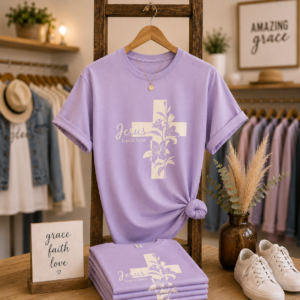 Jesus Lily Cross | Christian Shirt - Image 11