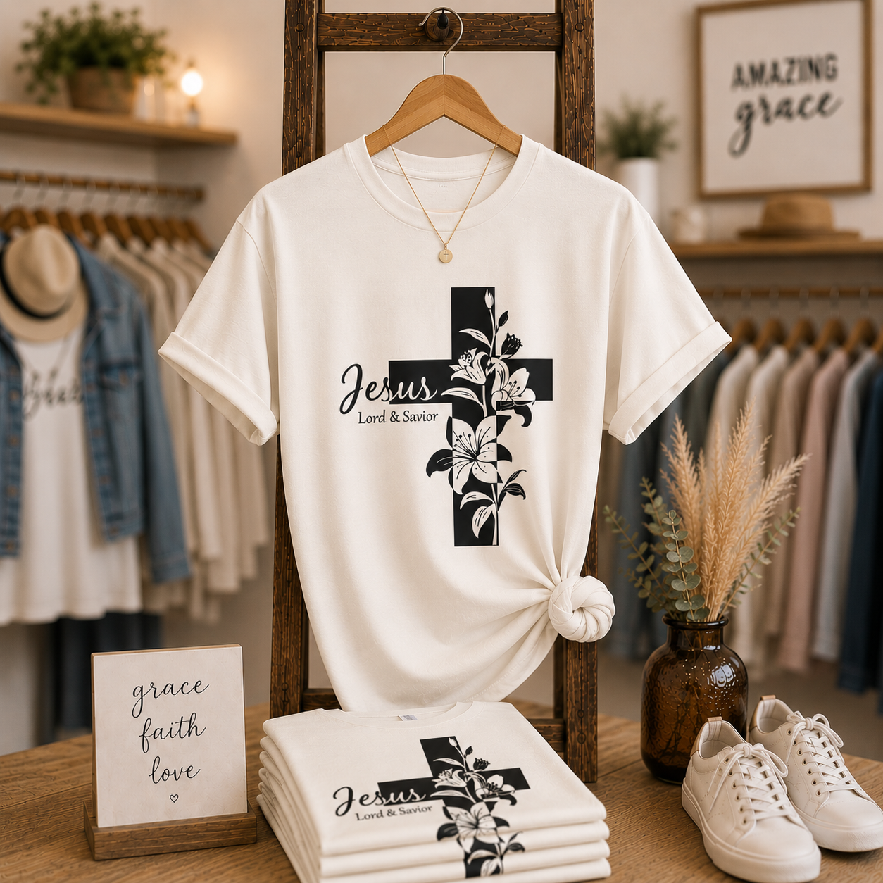 Jesus Lily Cross | Christian Shirt
