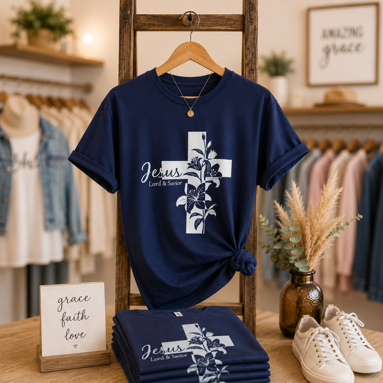 Jesus Lily Cross | Christian Shirt