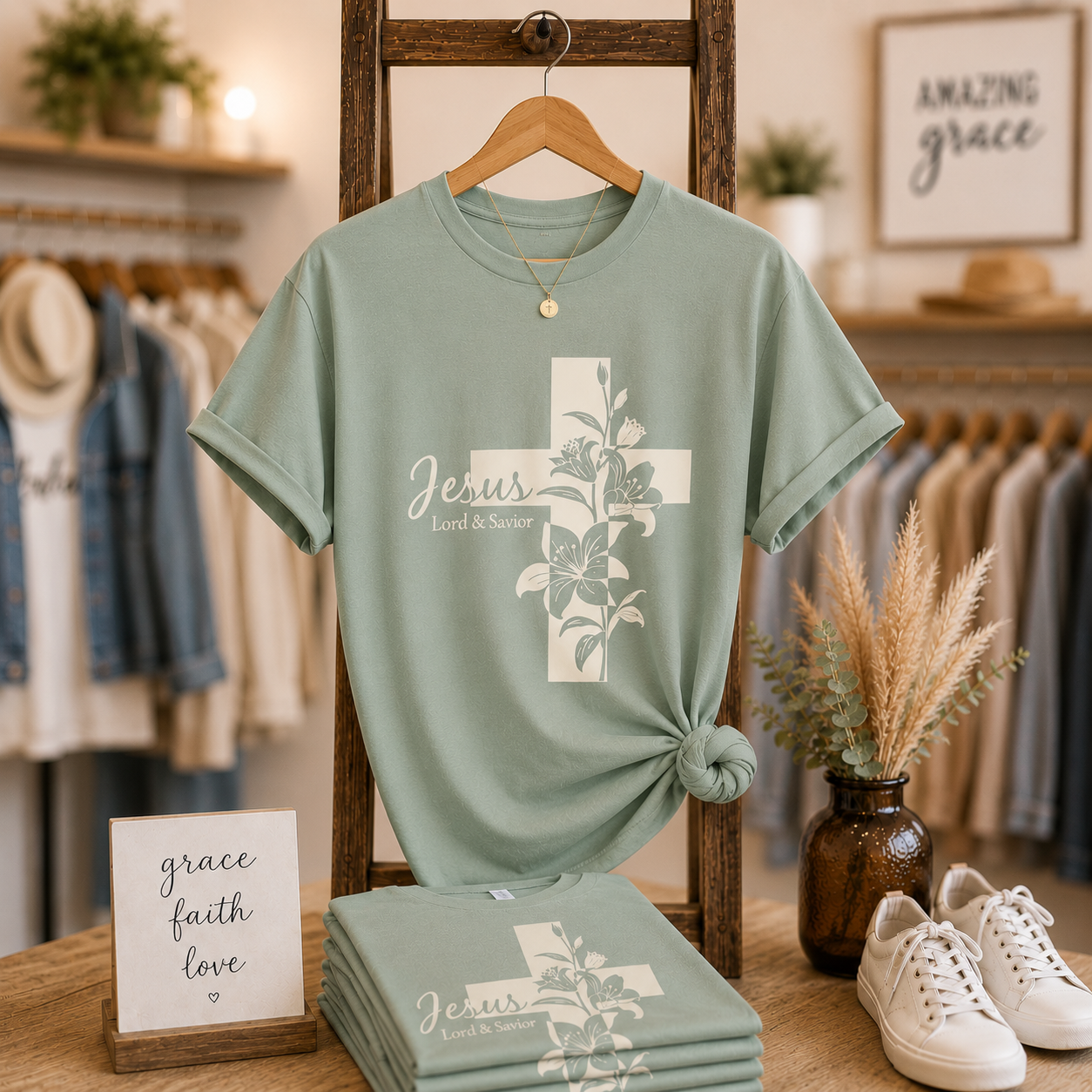 Jesus Lily Cross | Christian Shirt
