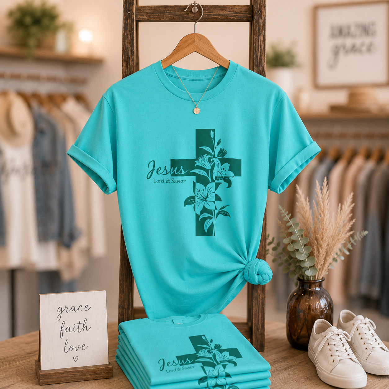 Jesus Lily Cross | Christian Shirt