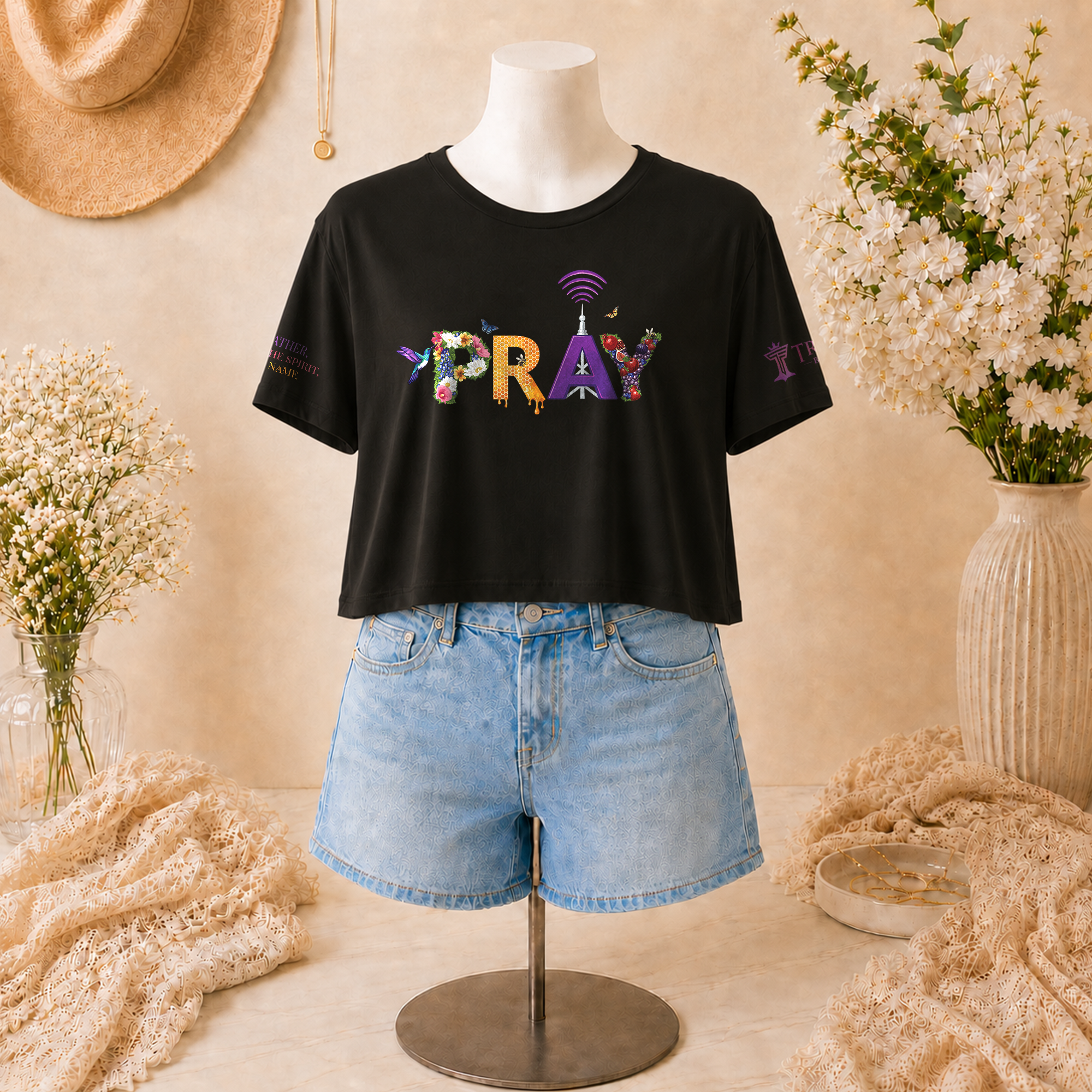 Pray Women's Cropped Flowy Faith Shirt
