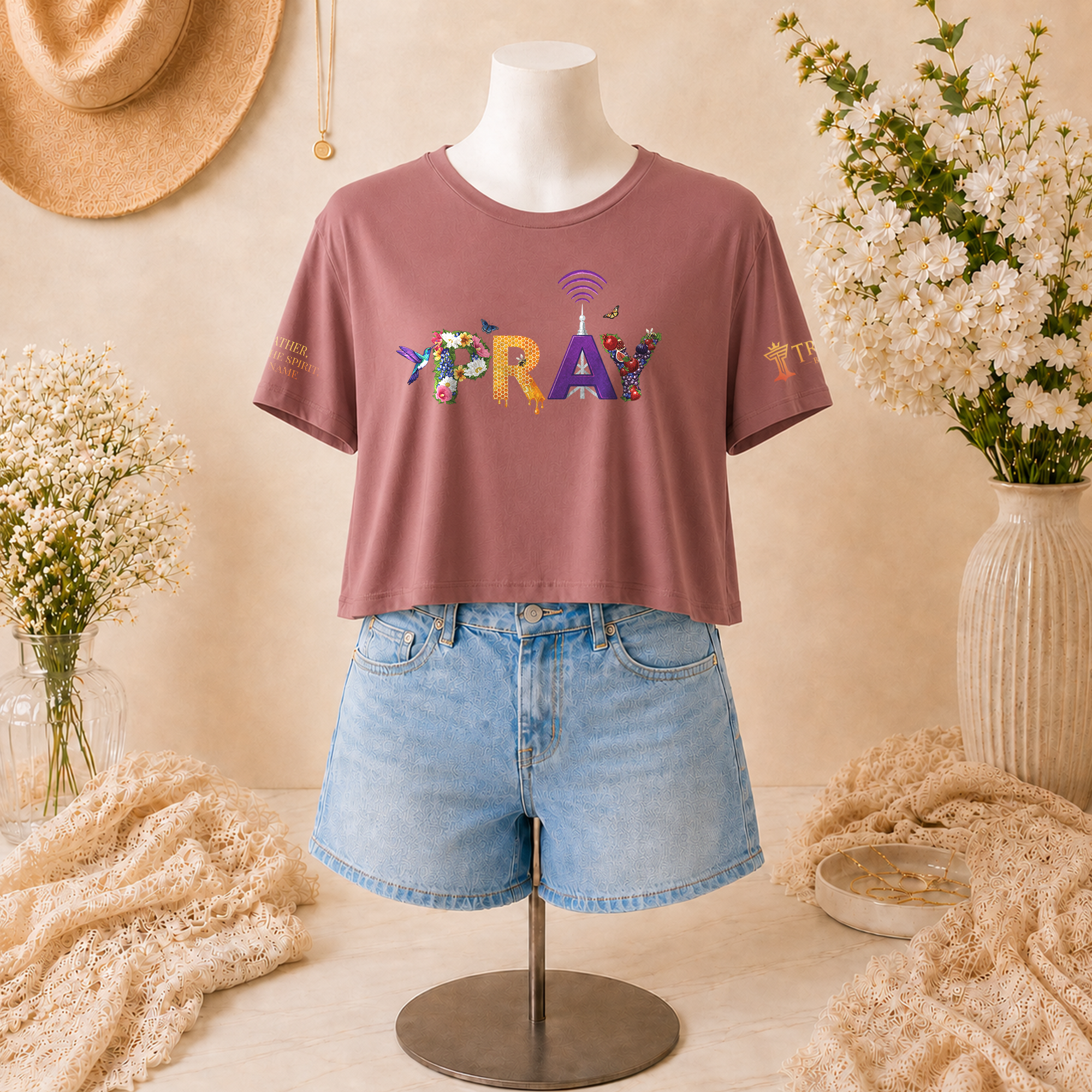 Pray Women's Cropped Flowy Faith Shirt