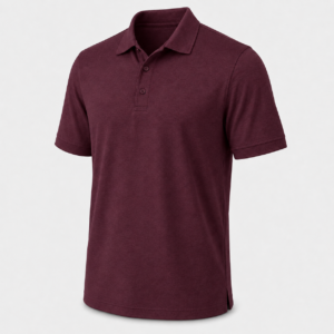 Mens triumph athletic polo in athletic maroon shown from a front angle on a clean studio background.
