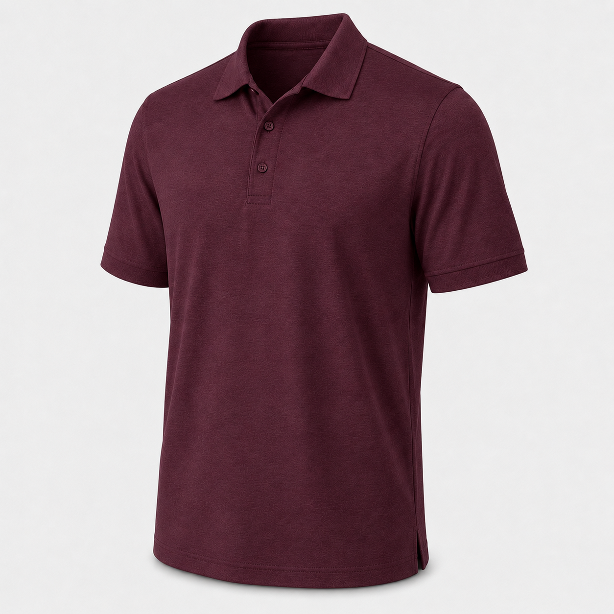 Mens triumph athletic polo in athletic maroon shown from a front angle on a clean studio background.